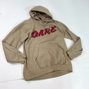 Changes Jacket Mens Small Tan Pullover "D.A.R.E" Hoodie 90s graphic